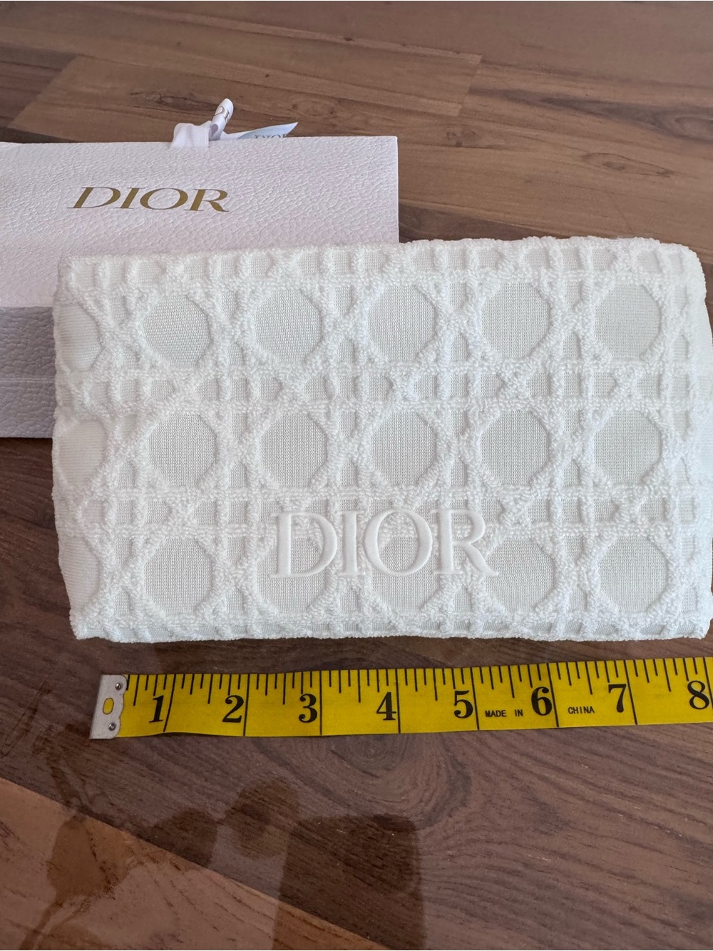 GWP Dior White Embroidered Logo Makeup Pouch